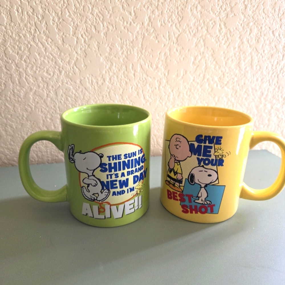 Set Peanuts Character Mugs - Green and Yellow